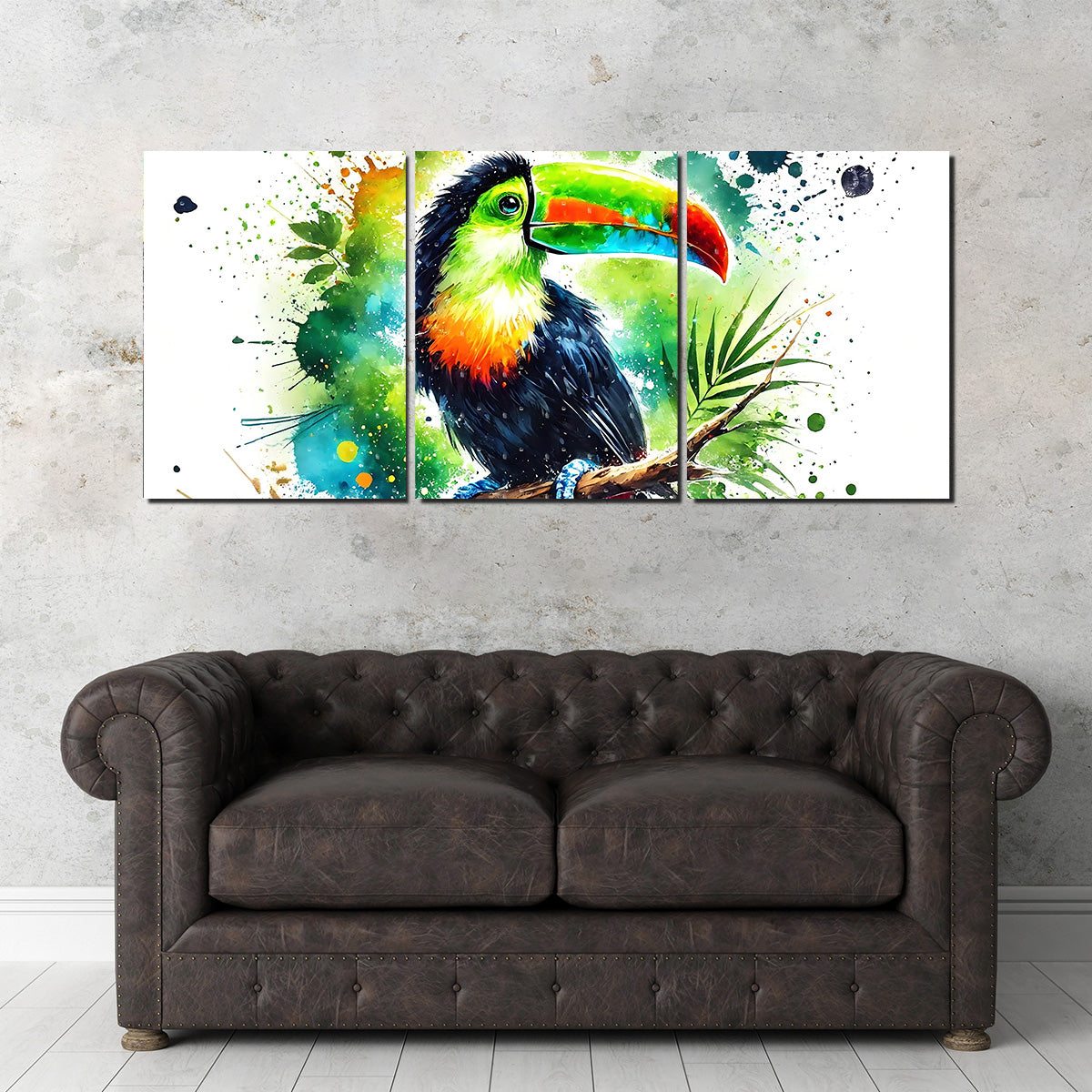 Toucan Paint Drip Horizontal Wall Art