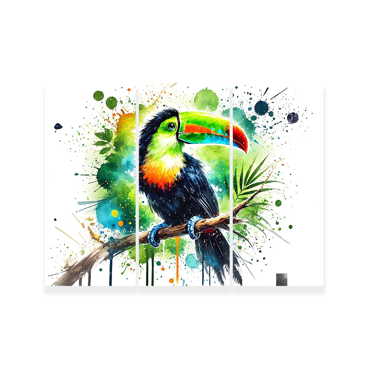 Toucan Paint Drip Horizontal Wall Art