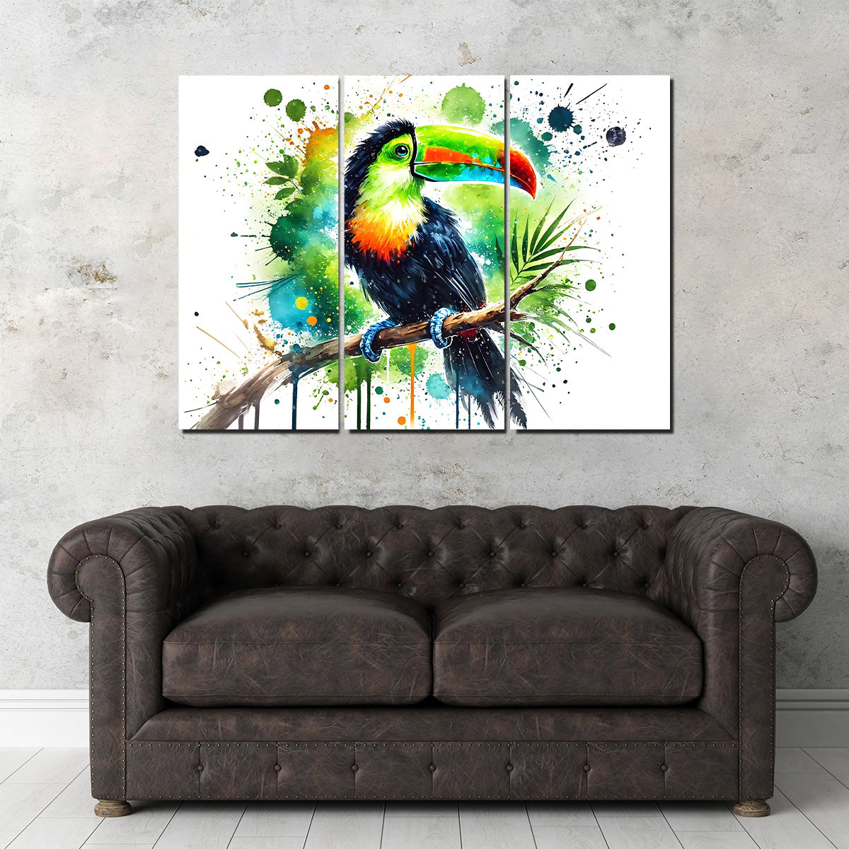 Toucan Paint Drip Horizontal Wall Art