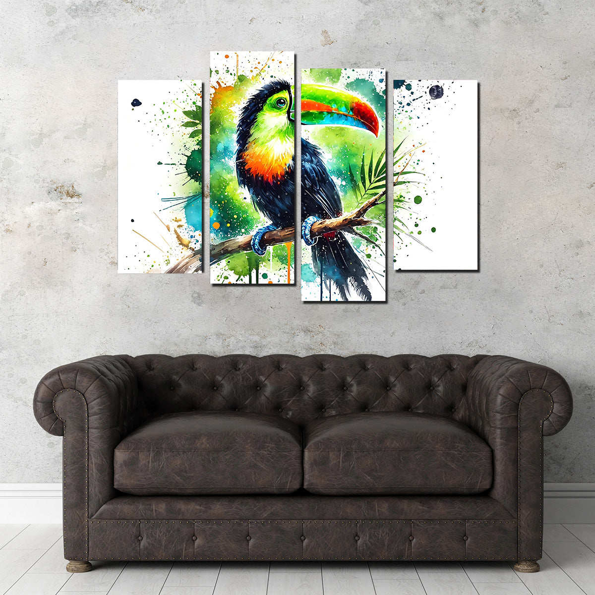 Toucan Paint Drip Horizontal Wall Art