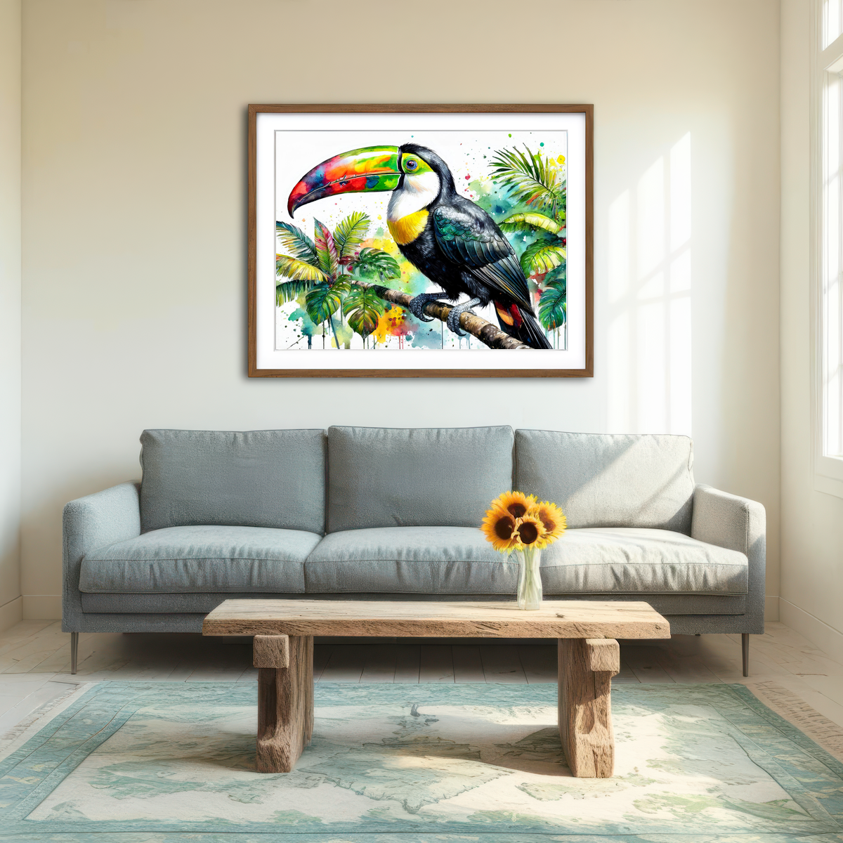 AUTO-MOCKUP ROOM | Toucan Watercolor V1 Wall Art