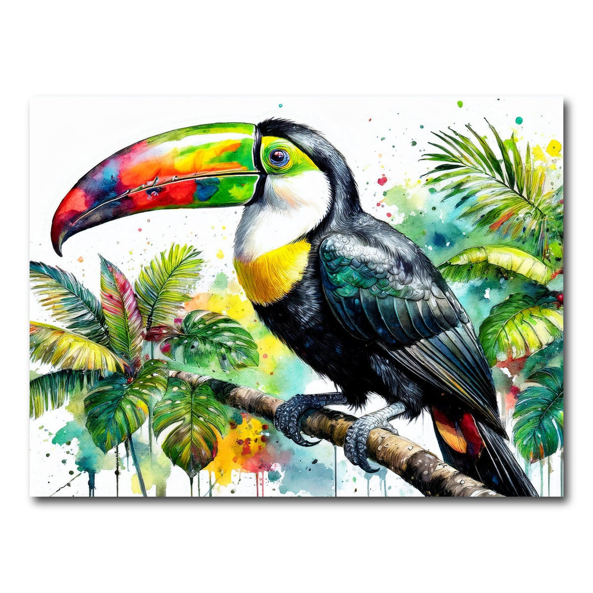 AUTO-MOCKUP WHITE | Toucan Watercolor V1 | 1 Piece | Gallery Wrap Canvas | group=4x3