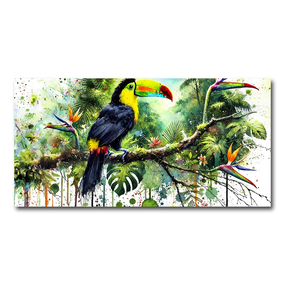 AUTO-MOCKUP WHITE | Toucan Watercolor V2 | 1 Piece | Gallery Wrap Canvas | group=2x1