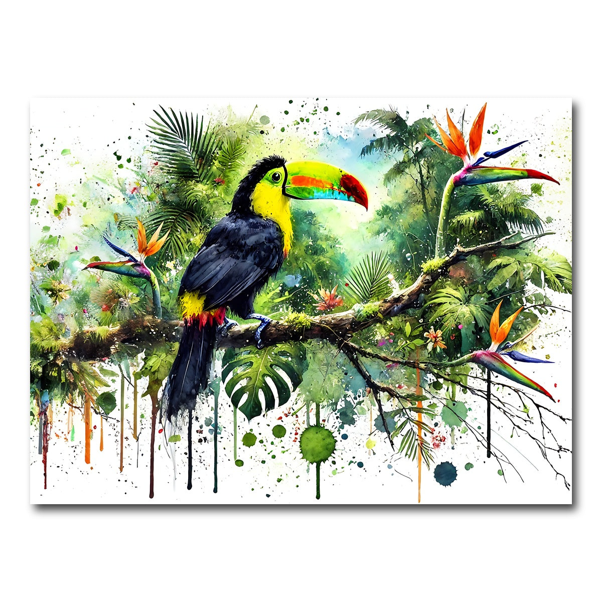 AUTO-MOCKUP WHITE | Toucan Watercolor V2 | 1 Piece | Gallery Wrap Canvas | group=4x3