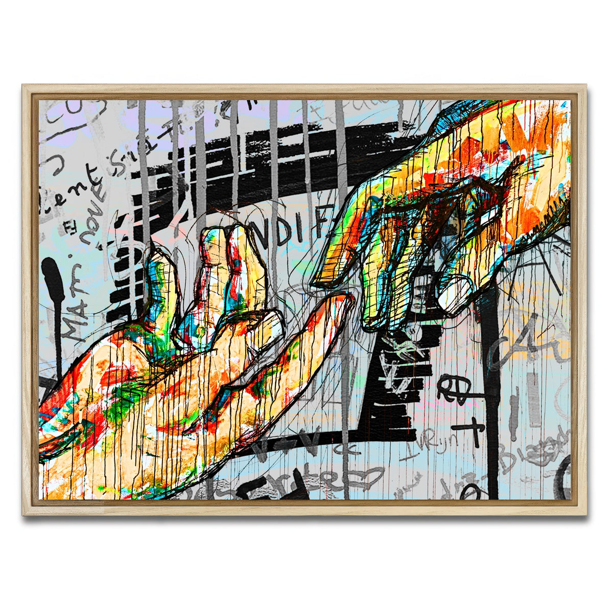 AUTO-MOCKUP WHITE | Touch Hand design | 1 Piece | Natural Framed Canvas | group=4x3