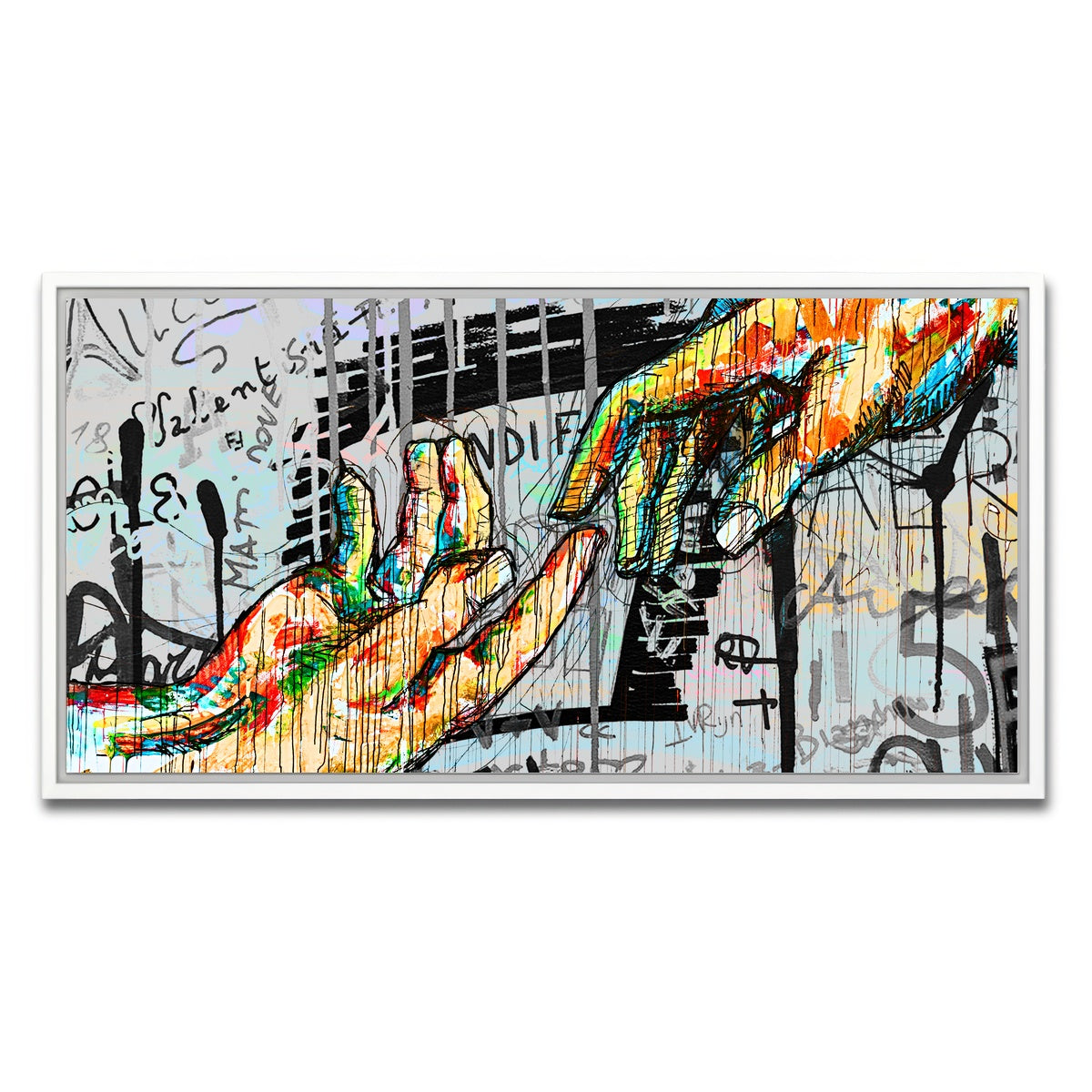 AUTO-MOCKUP WHITE | Touch Hand design | 1 Piece | White Framed Canvas | group=2x1