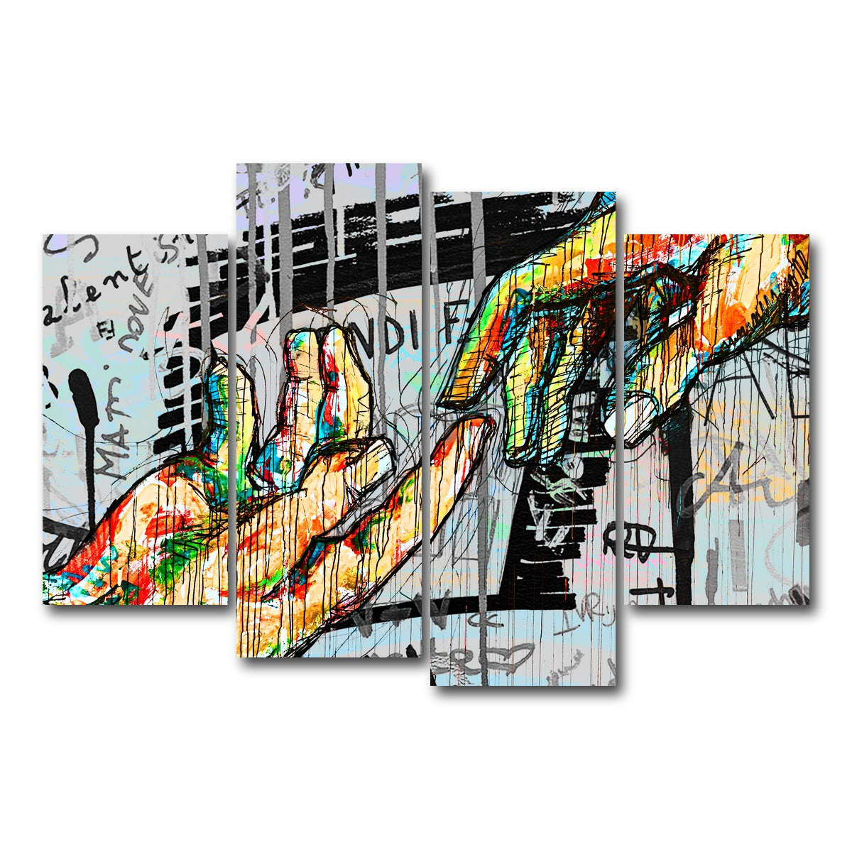 AUTO-MOCKUP WHITE | Touch Hand design | 4 Piece | Gallery Wrap Canvas | group=4_short