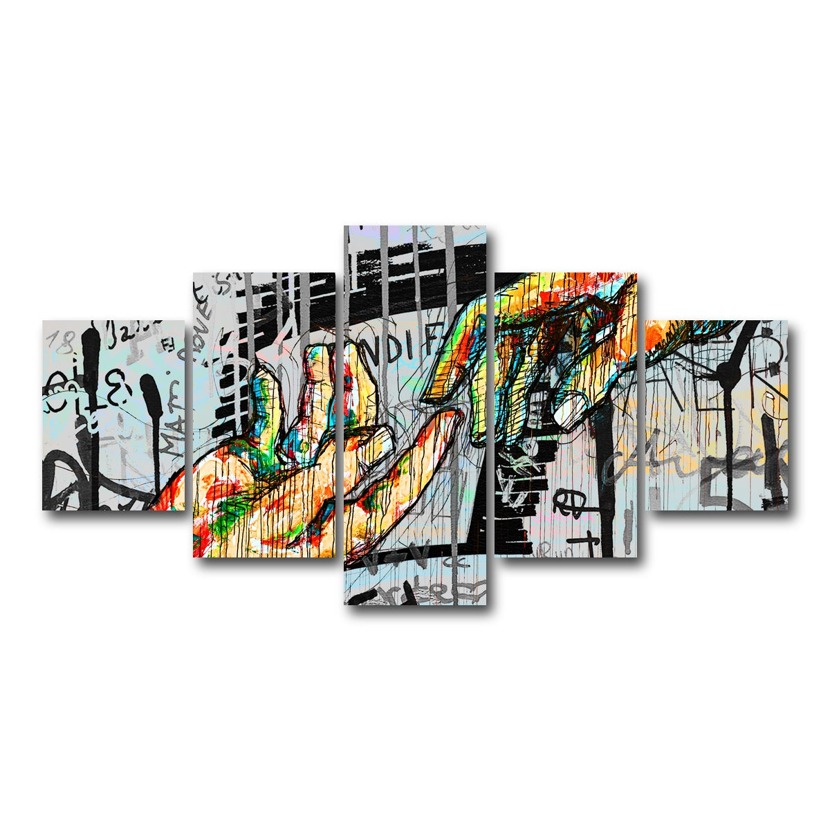 AUTO-MOCKUP WHITE | Touch Hand design | 5 Piece | Gallery Wrap Canvas | group=5_short