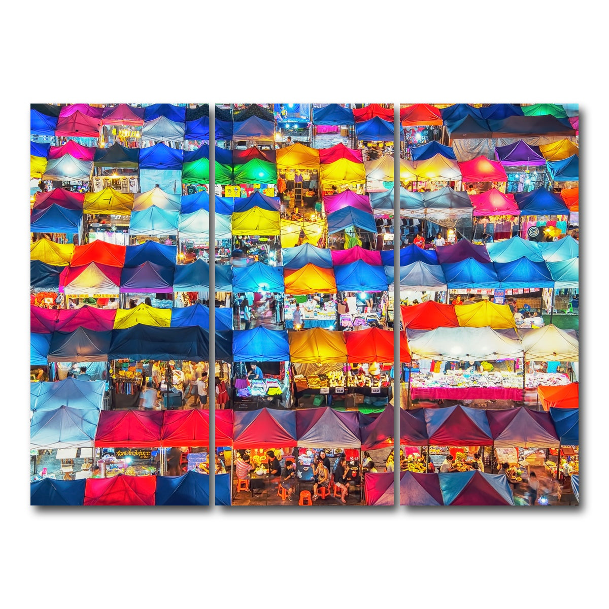 AUTO-MOCKUP WHITE | Train Night Market | 3 Piece | Gallery Wrap Canvas | group=8x18