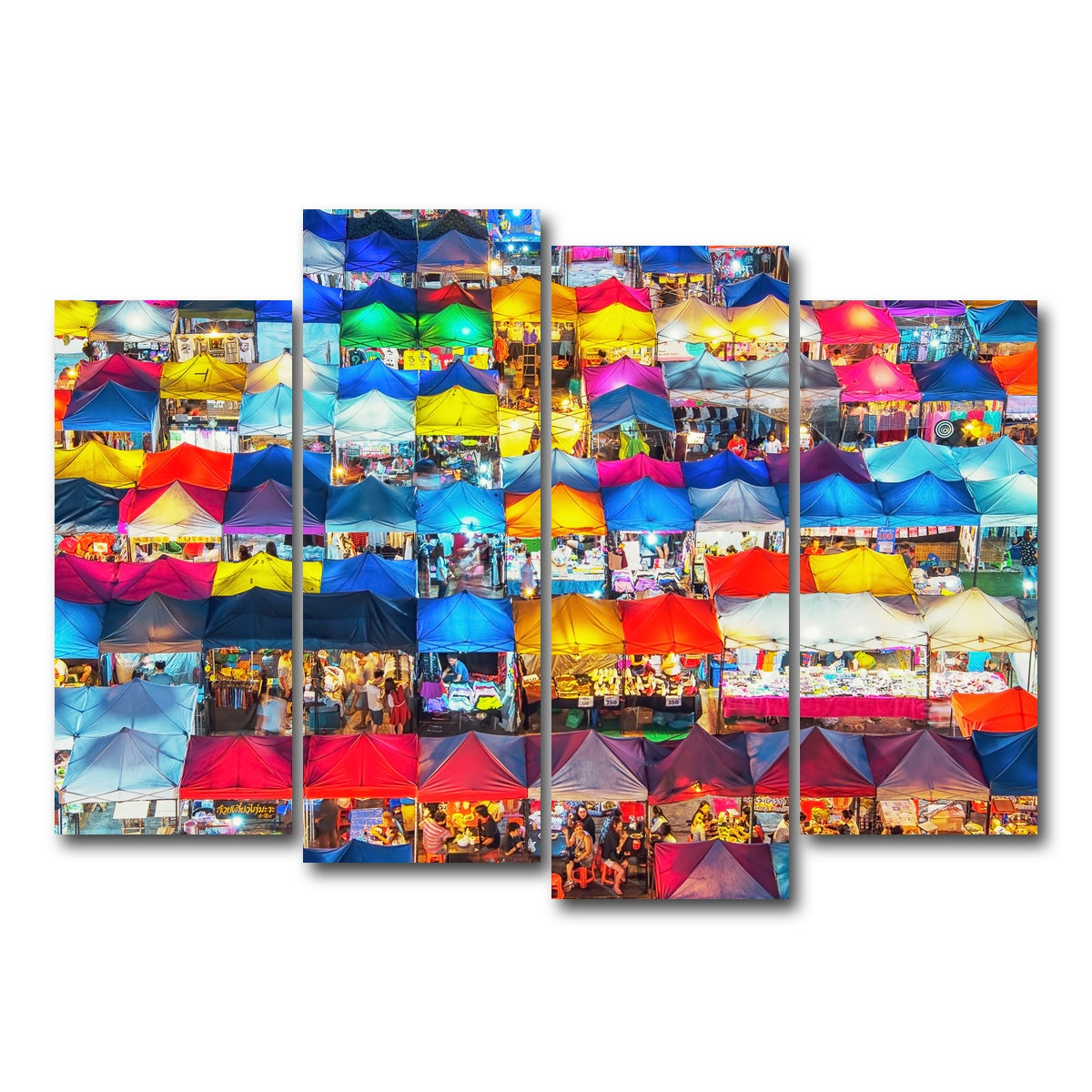 AUTO-MOCKUP WHITE | Train Night Market | 4 Piece | Gallery Wrap Canvas | group=4_normal