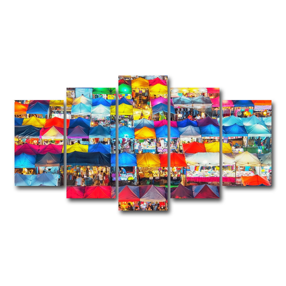 AUTO-MOCKUP WHITE | Train Night Market | 5 Piece | Gallery Wrap Canvas | group=5_normal