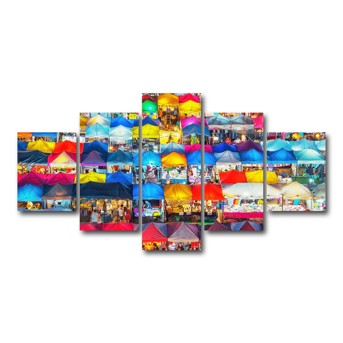 AUTO-MOCKUP WHITE | Train Night Market | 5 Piece | Gallery Wrap Canvas | group=5_short