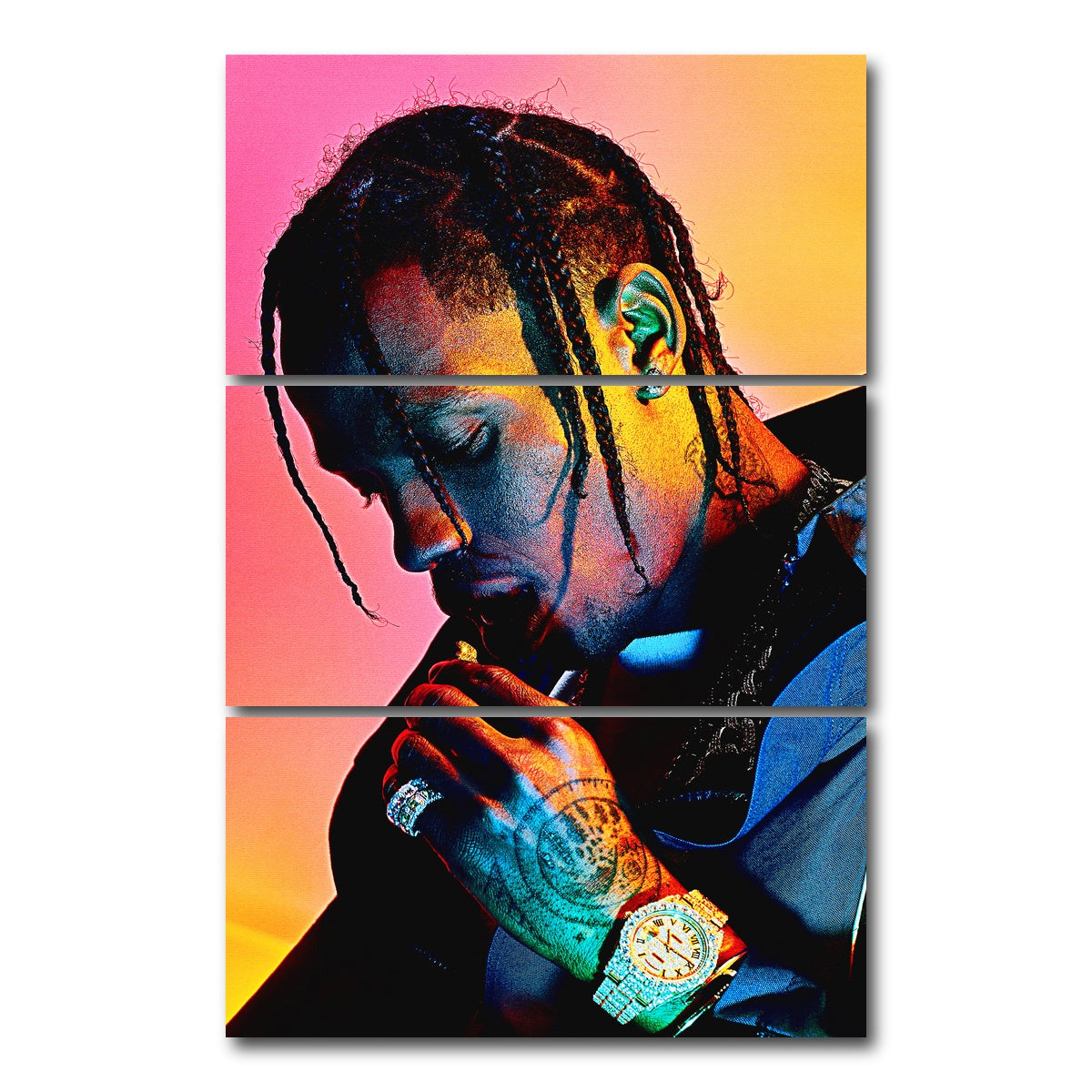 AUTO-MOCKUP WHITE | Travis Scott Blush | 3 Piece | Gallery Wrap Canvas | group=12x24_stacked