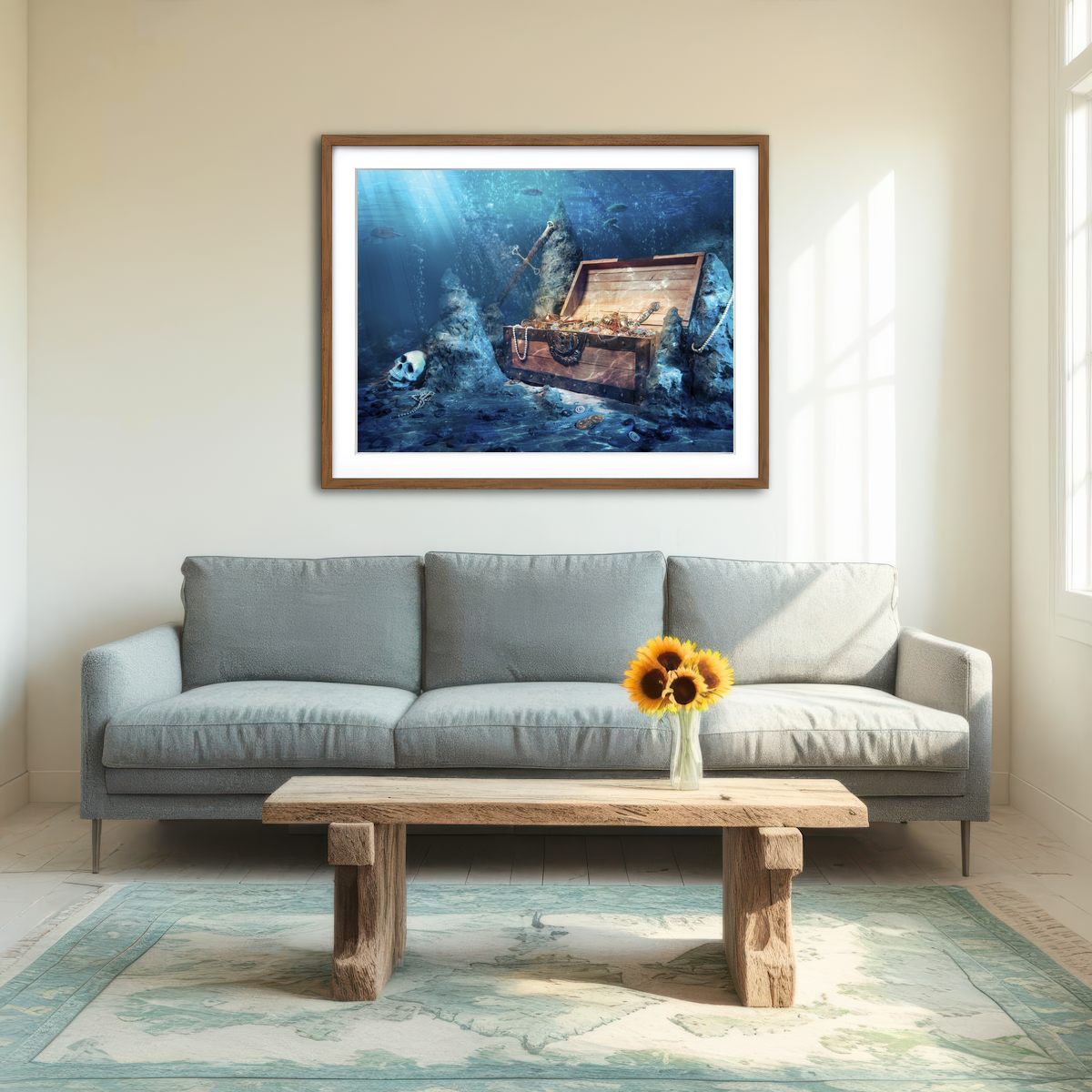 AUTO-MOCKUP ROOM | Treasure Chest Underwater Wall Art