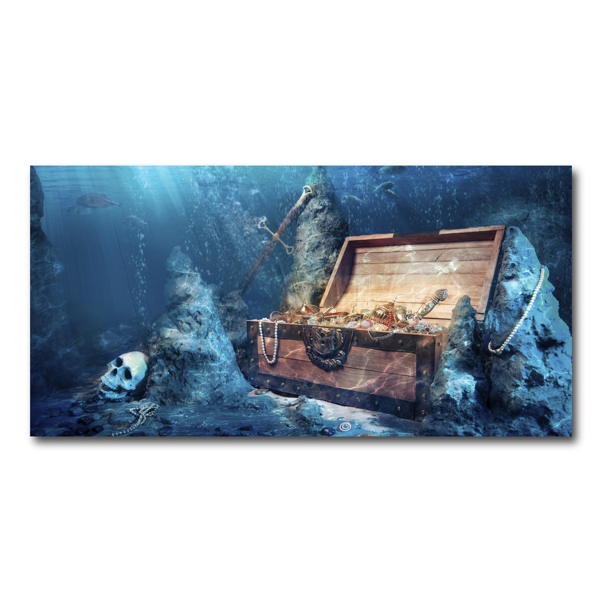 AUTO-MOCKUP WHITE | Treasure Chest Underwater | 1 Piece | Gallery Wrap Canvas | group=2x1