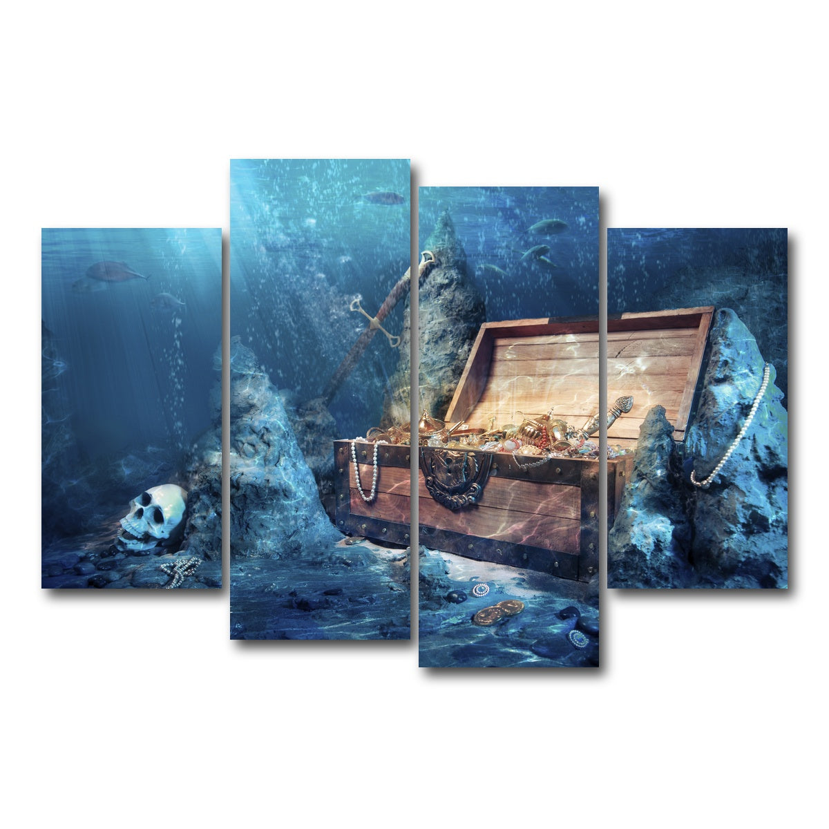 AUTO-MOCKUP WHITE | Treasure Chest Underwater | 4 Piece | Gallery Wrap Canvas | group=4_short