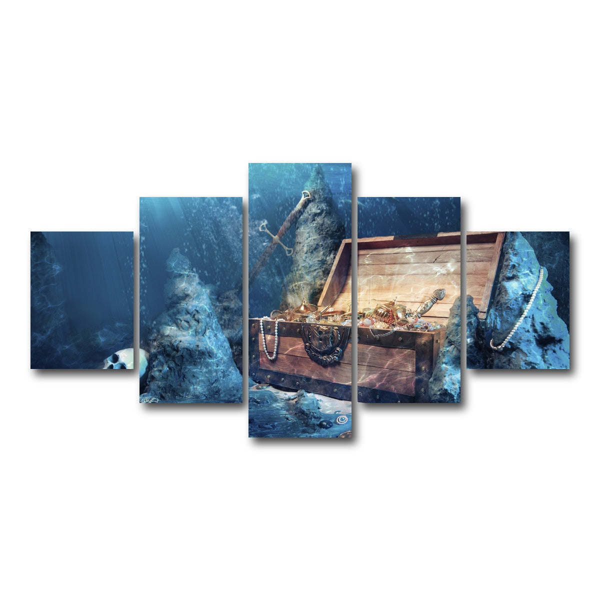 AUTO-MOCKUP WHITE | Treasure Chest Underwater | 5 Piece | Gallery Wrap Canvas | group=5_short