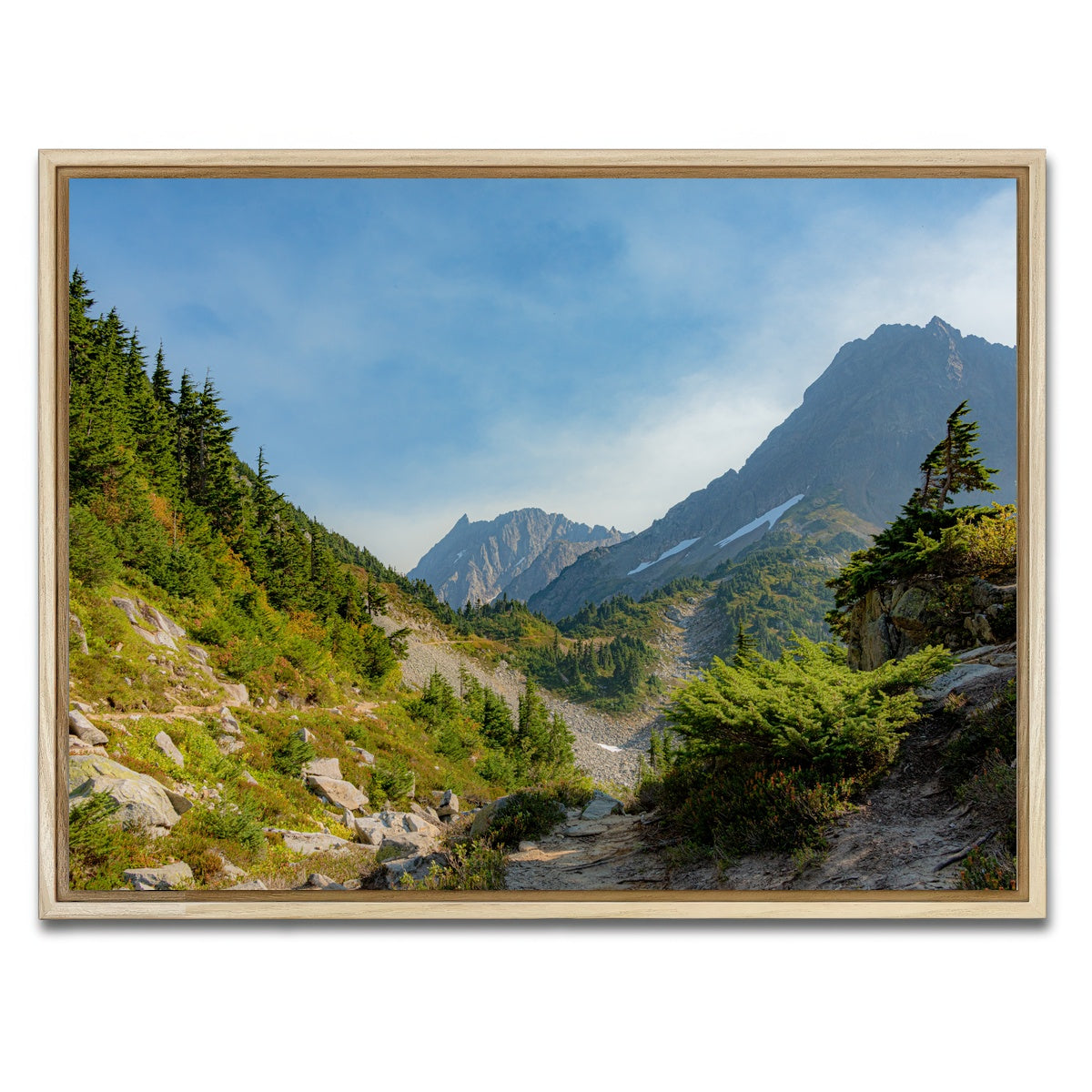 AUTO-MOCKUP WHITE | Treeline at Cascade Pass | 1 Piece | Natural Framed Canvas | group=4x3
