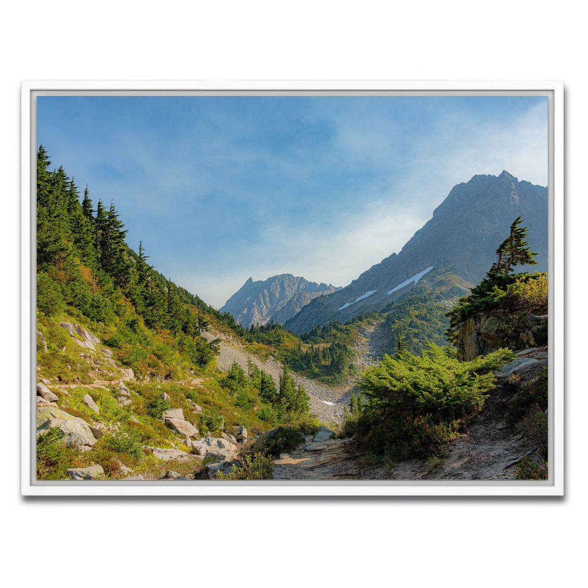 AUTO-MOCKUP WHITE | Treeline at Cascade Pass | 1 Piece | White Framed Canvas | group=4x3