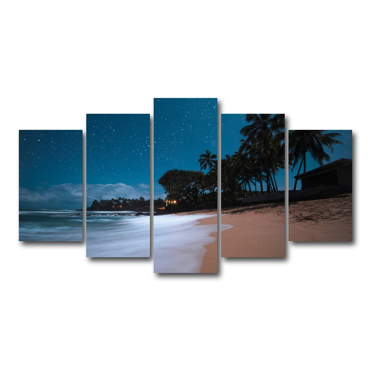 AUTO-MOCKUP WHITE | Tropical Beach Night | 5 Piece | Gallery Wrap Canvas | group=5_normal