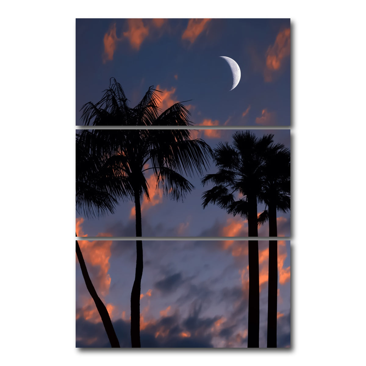 AUTO-MOCKUP WHITE | Tropical Night | 3 Piece | Gallery Wrap Canvas | group=12x24_stacked