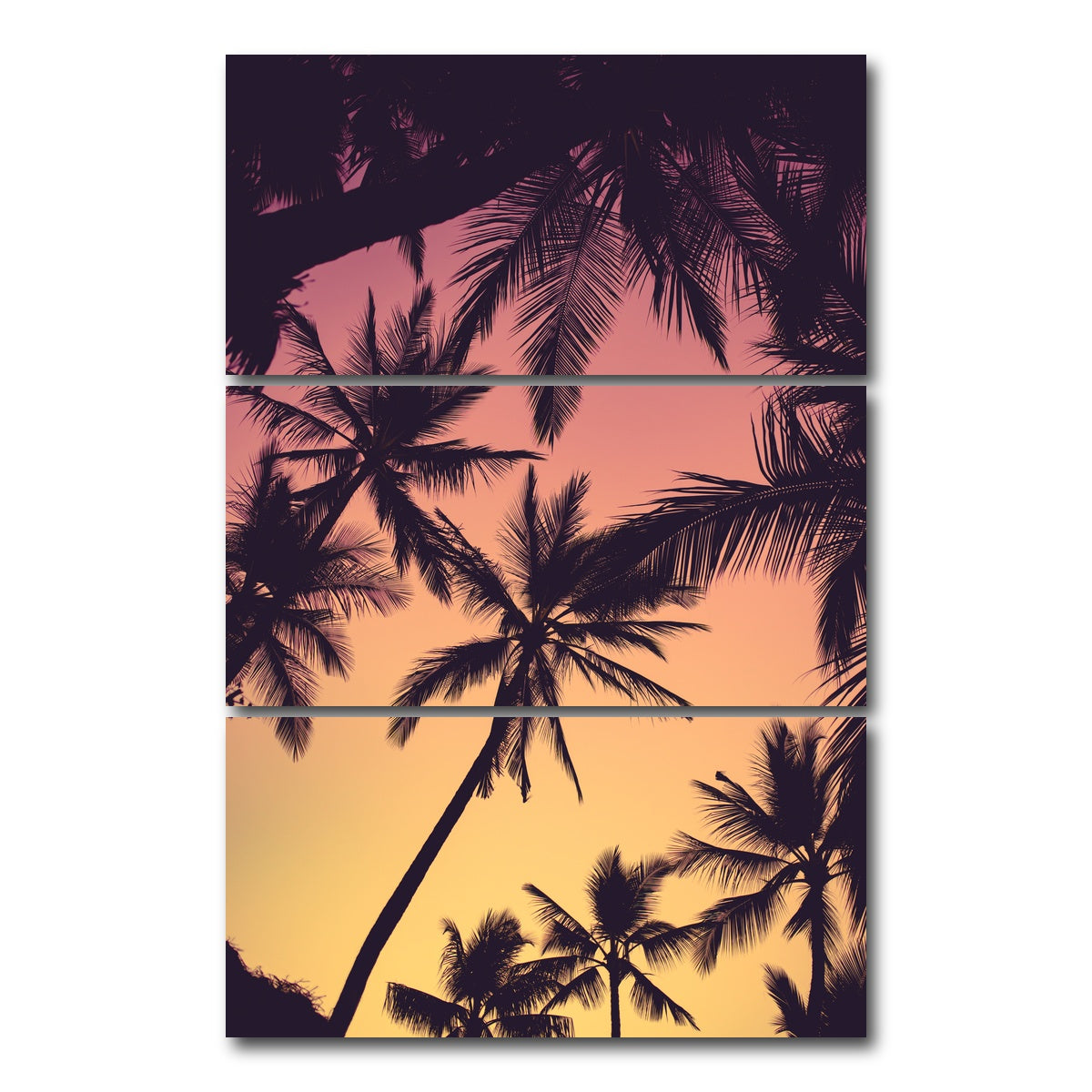 AUTO-MOCKUP WHITE | Tropical Palms | 3 Piece | Gallery Wrap Canvas | group=12x24_stacked