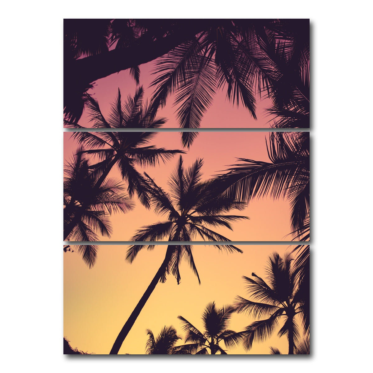 AUTO-MOCKUP WHITE | Tropical Palms | 3 Piece | Gallery Wrap Canvas | group=8x18_stacked