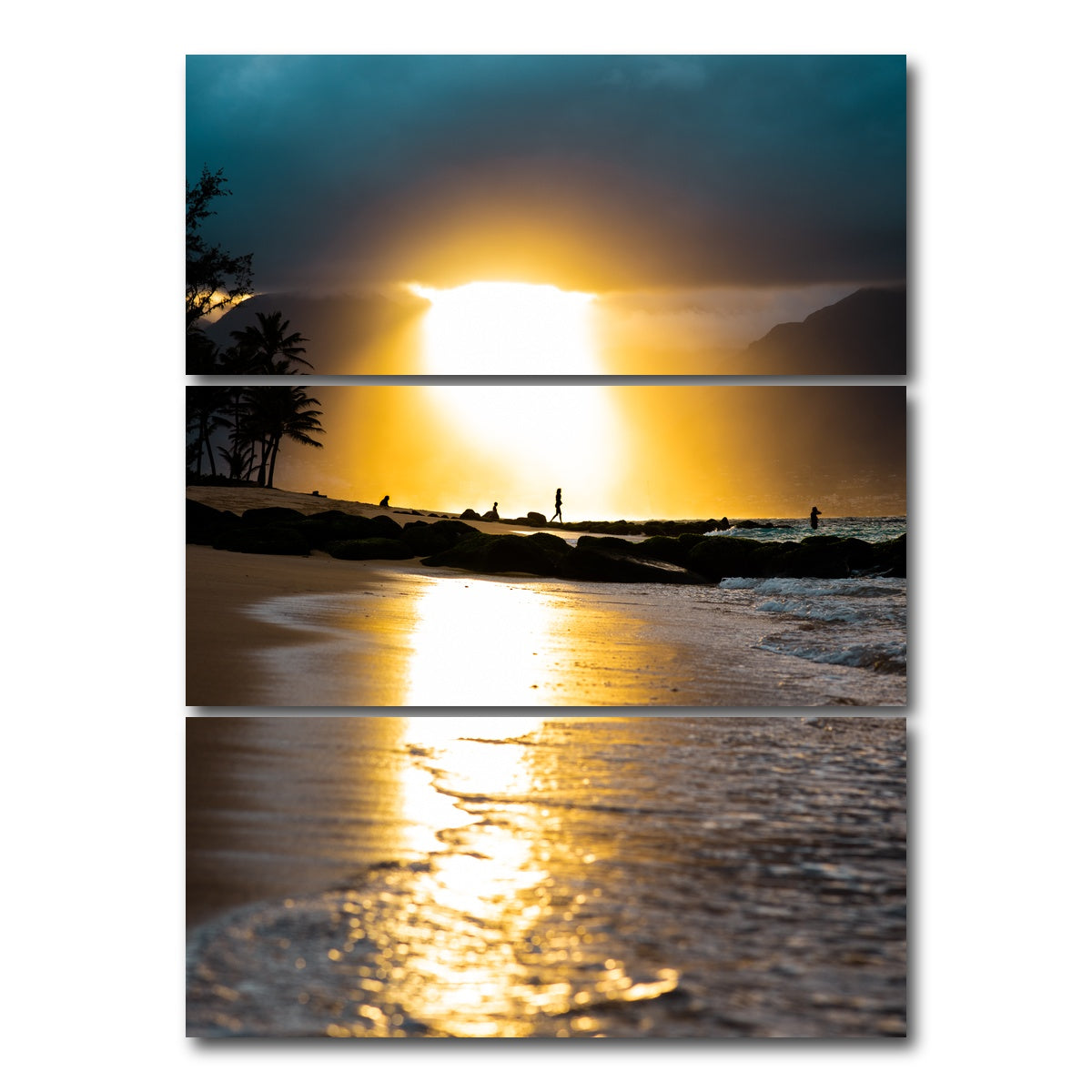AUTO-MOCKUP WHITE | Tropical Sunset | 3 Piece | Gallery Wrap Canvas | group=8x18_stacked