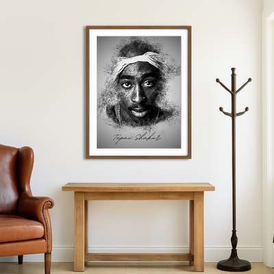 AUTO-MOCKUP ROOM | Tupac Shakur Sketch Wall Art
