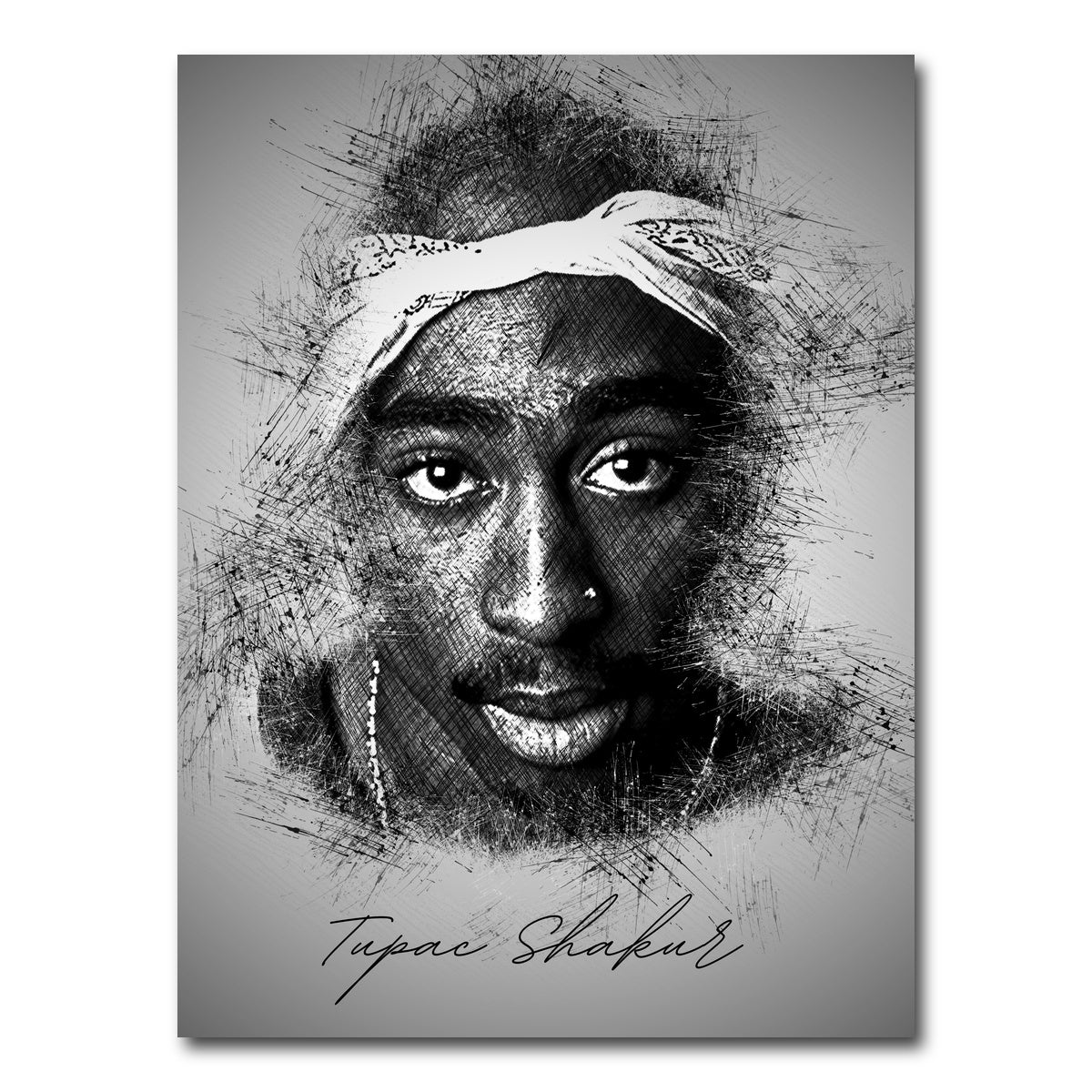 AUTO-MOCKUP WHITE | Tupac Shakur Sketch | 1 Piece | Gallery Wrap Canvas | group=3x4