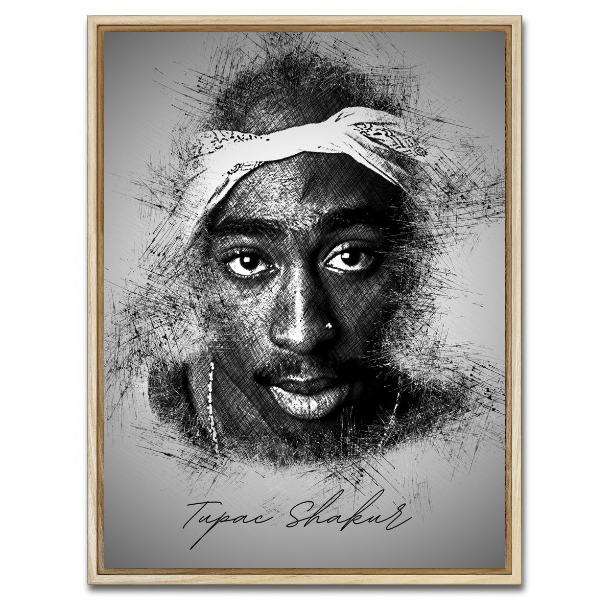 AUTO-MOCKUP WHITE | Tupac Shakur Sketch | 1 Piece | Natural Framed Canvas | group=3x4