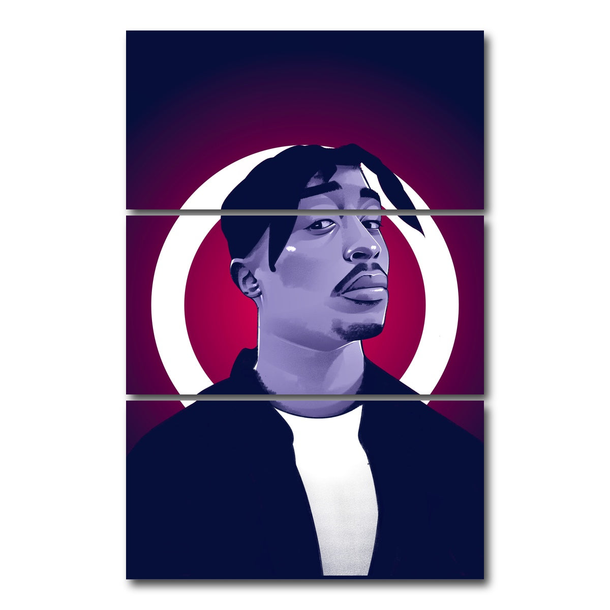 AUTO-MOCKUP WHITE | Tupac Shakur | 3 Piece | Gallery Wrap Canvas | group=12x24_stacked