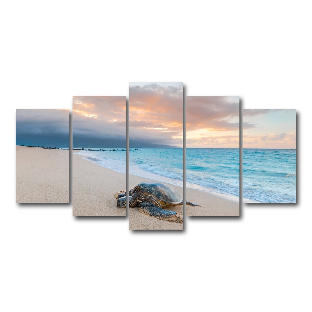 AUTO-MOCKUP WHITE | Turtle Sunset | 5 Piece | Gallery Wrap Canvas | group=5_normal