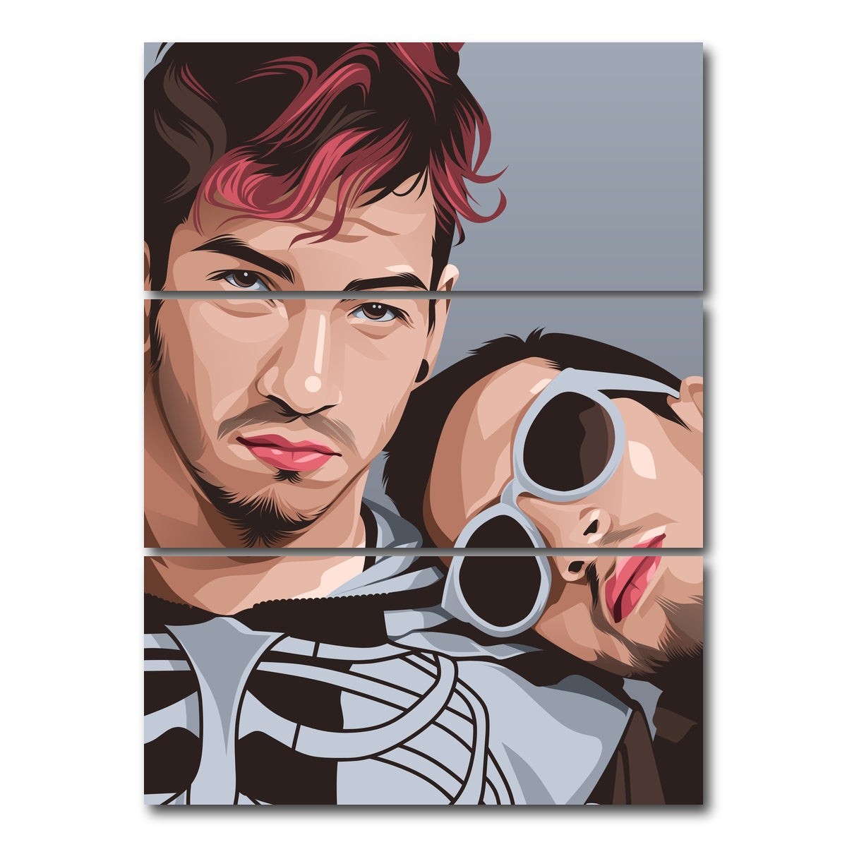 AUTO-MOCKUP WHITE | Twenty One Pilots Band | 3 Piece | Gallery Wrap Canvas | group=8x18_stacked