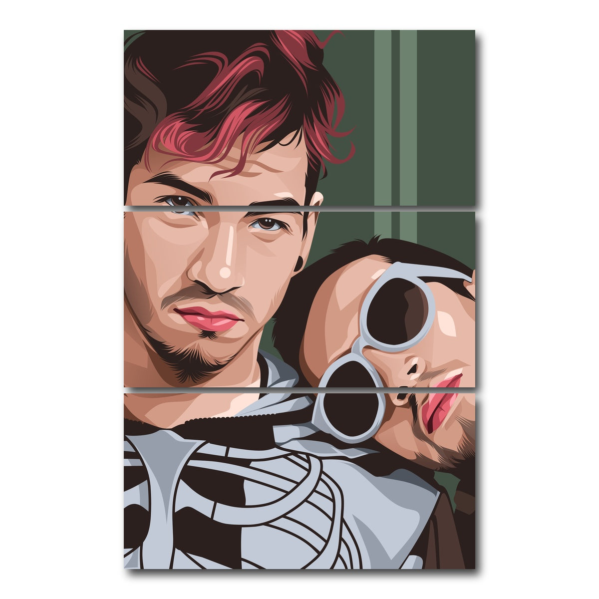 AUTO-MOCKUP WHITE | Twenty One Pilots Green | 3 Piece | Gallery Wrap Canvas | group=12x24_stacked