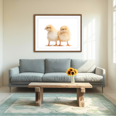 AUTO-MOCKUP ROOM | Two Baby Chickens Wall Art