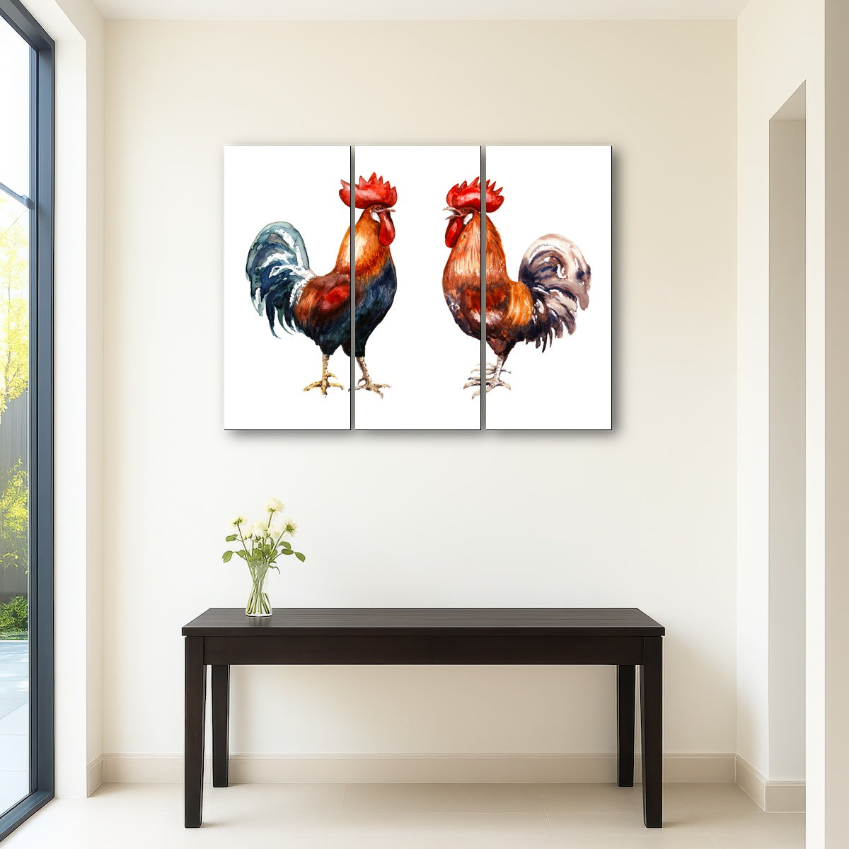 AUTO-MOCKUP ROOM | Two red roosters
