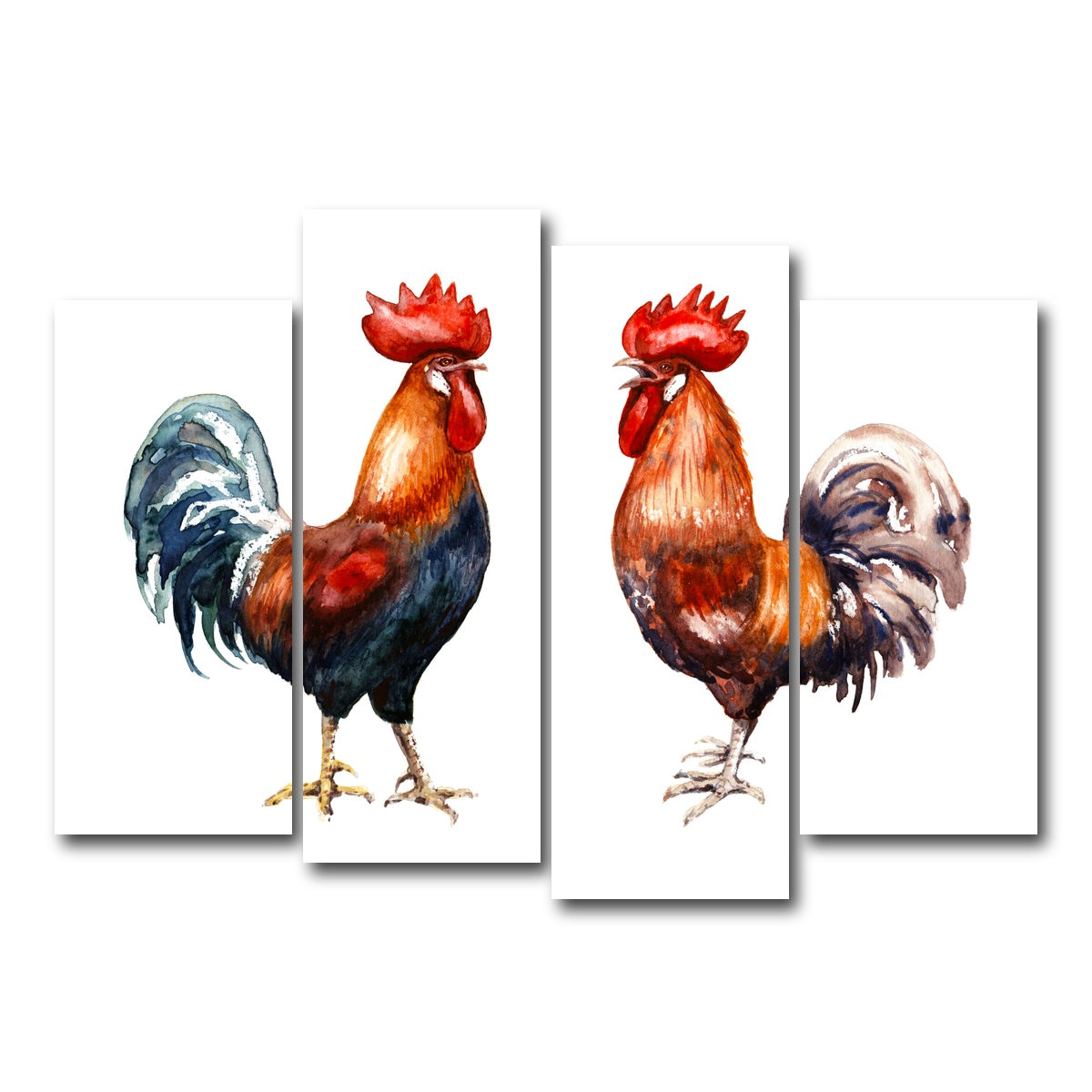 AUTO-MOCKUP WHITE | Two red roosters | 4 Piece | Gallery Wrap Canvas | group=4_normal