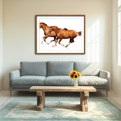 AUTO-MOCKUP ROOM | Two Sorrel Horses Wall Art