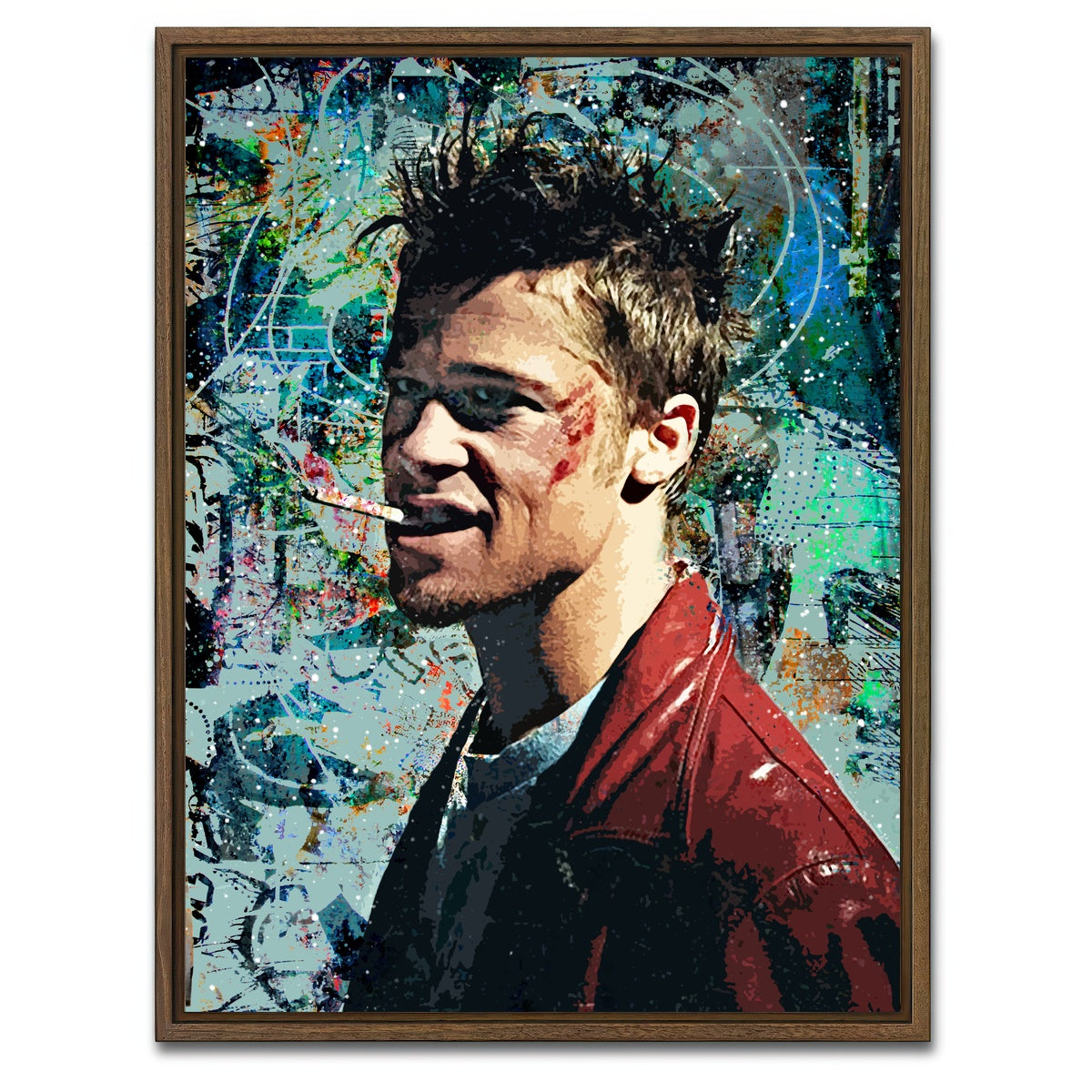 AUTO-MOCKUP WHITE | Tyler Durden Graffiti | 1 Piece | Walnut Framed Canvas | group=3x4