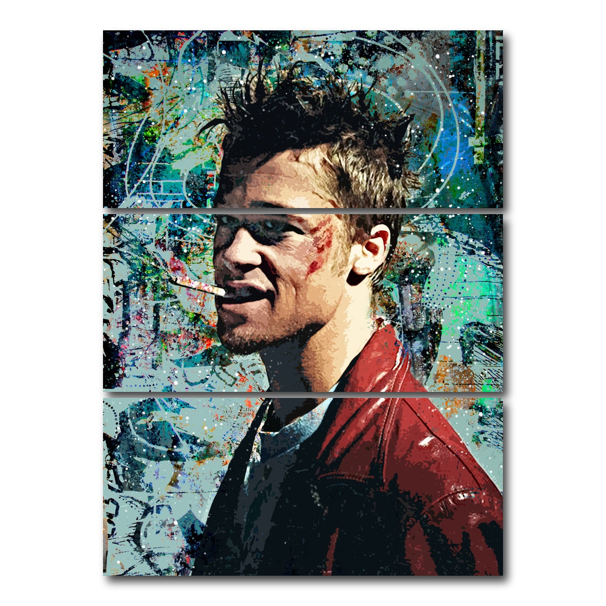 AUTO-MOCKUP WHITE | Tyler Durden Graffiti | 3 Piece | Gallery Wrap Canvas | group=8x18_stacked