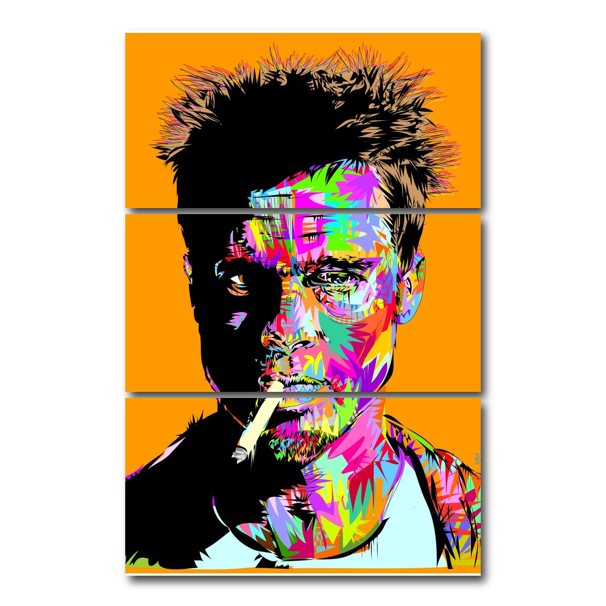 AUTO-MOCKUP WHITE | Tyler Durden | 3 Piece | Gallery Wrap Canvas | group=12x24_stacked