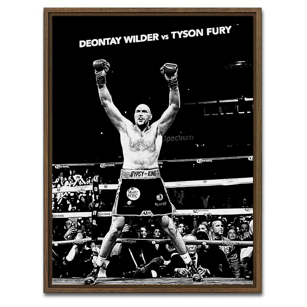 AUTO-MOCKUP WHITE | Tyson Fury Grayscale | 1 Piece | Walnut Framed Canvas | group=3x4