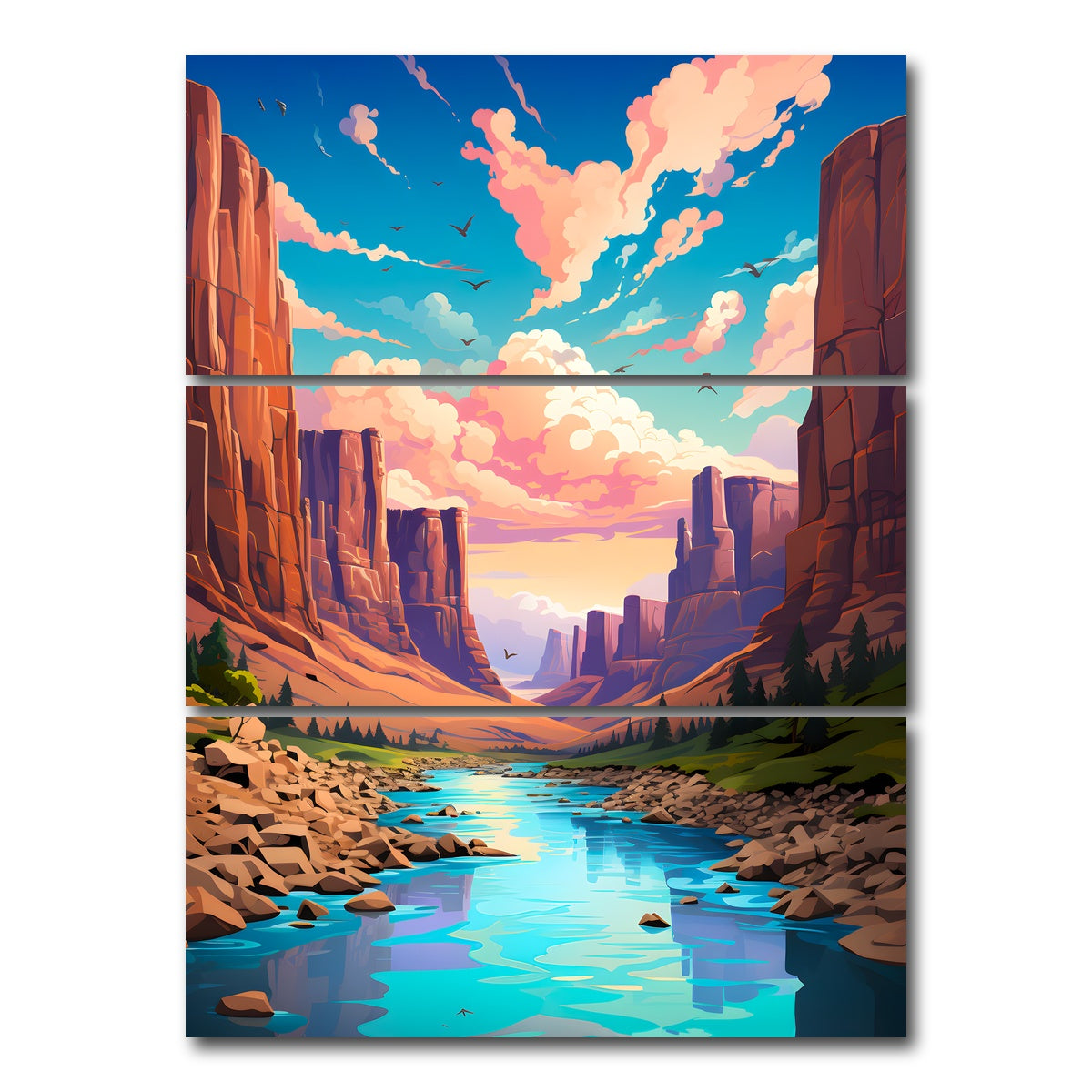 AUTO-MOCKUP WHITE | USA - Grand Canyon | 3 Piece | Gallery Wrap Canvas | group=8x18_stacked