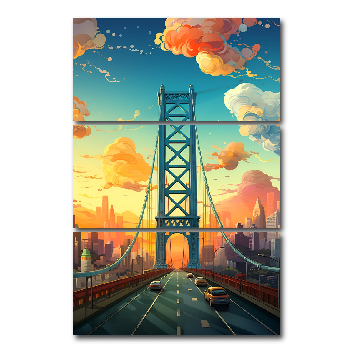 AUTO-MOCKUP WHITE | USA - Los Angeles | 3 Piece | Gallery Wrap Canvas | group=12x24_stacked