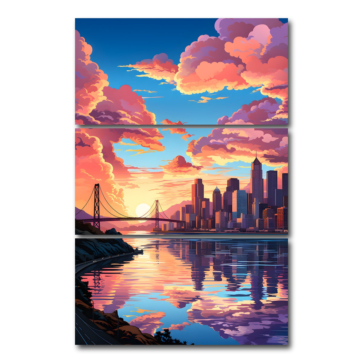 AUTO-MOCKUP WHITE | USA - San Francisco | 3 Piece | Gallery Wrap Canvas | group=12x24_stacked