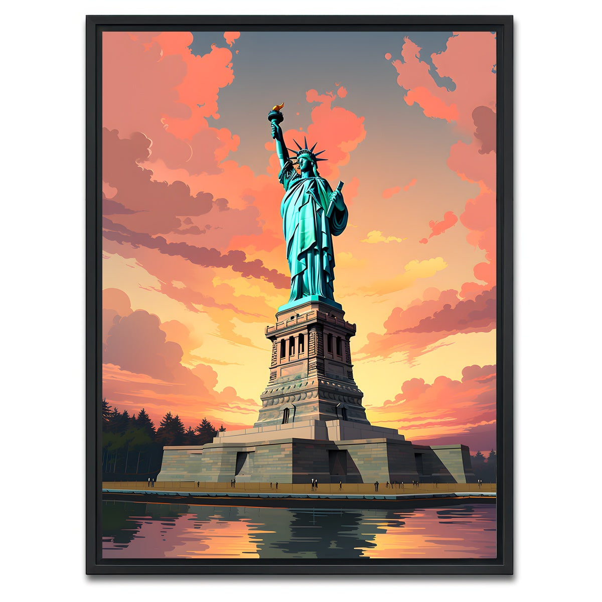 AUTO-MOCKUP WHITE | USA - Statue of Liberty | 1 Piece | Black Framed Canvas | group=3x4