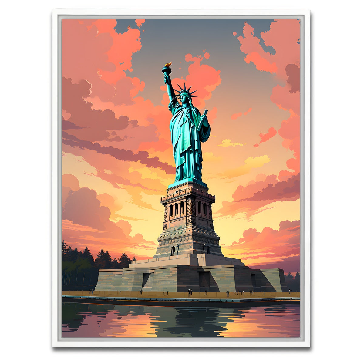 AUTO-MOCKUP WHITE | USA - Statue of Liberty | 1 Piece | White Framed Canvas | group=3x4