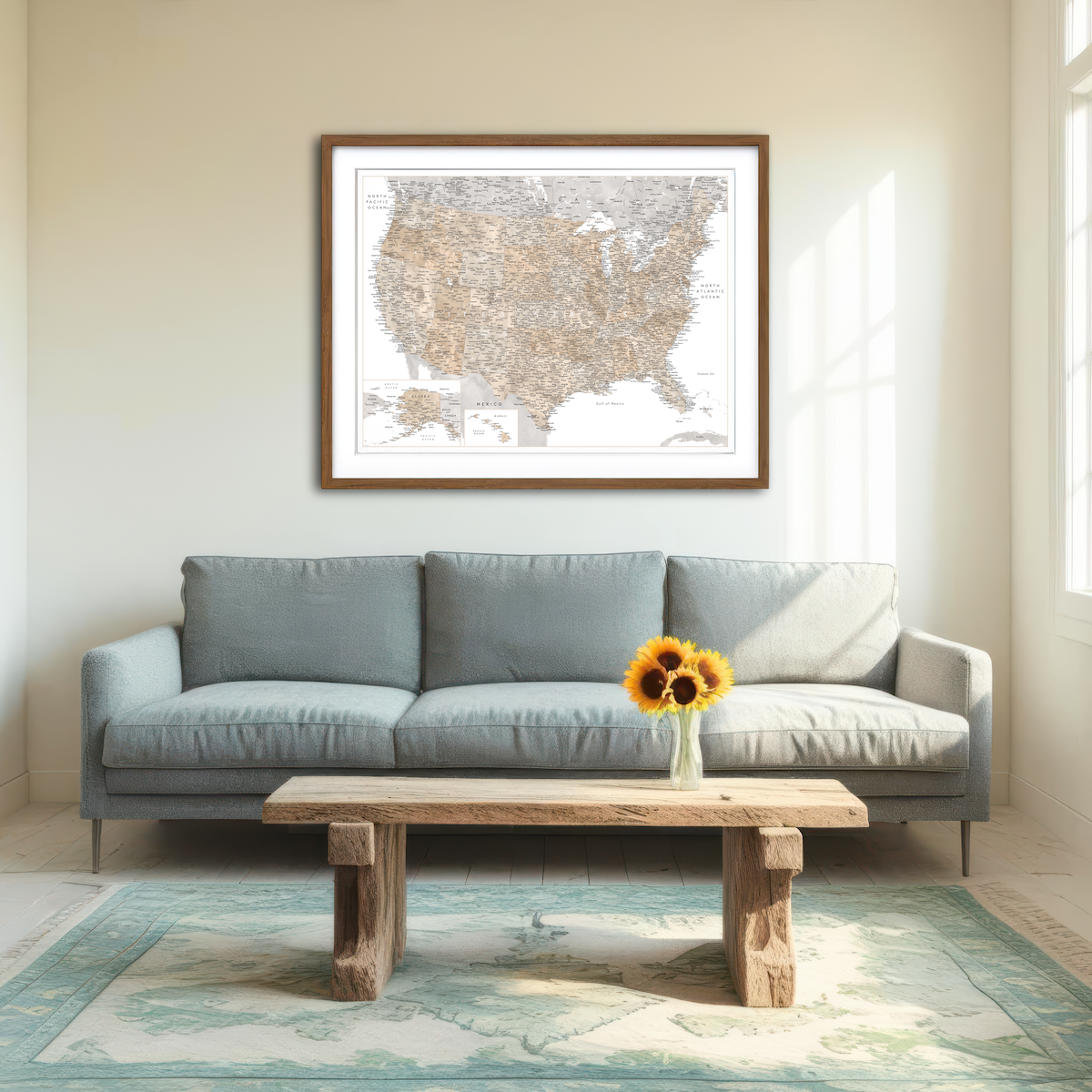 AUTO-MOCKUP ROOM | US Map Wall Art