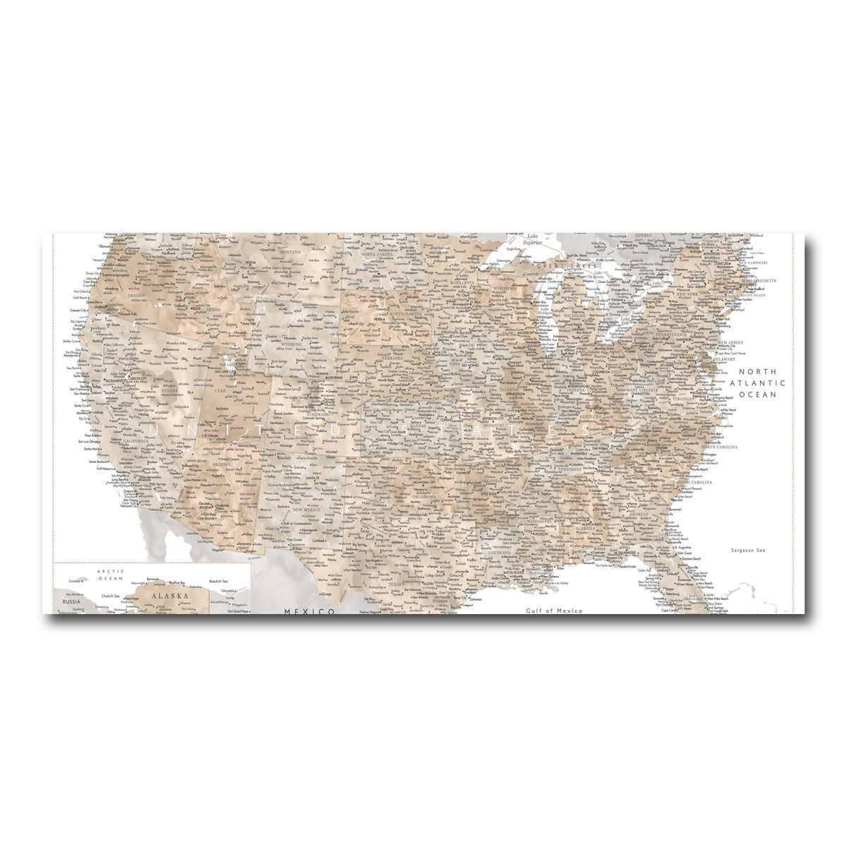 AUTO-MOCKUP WHITE | US Map | 1 Piece | Gallery Wrap Canvas | group=2x1